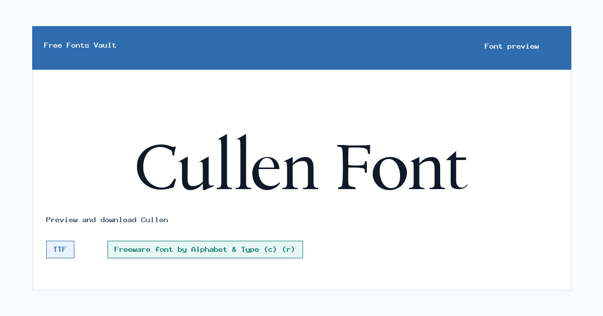 Cullen font preview showing the family name