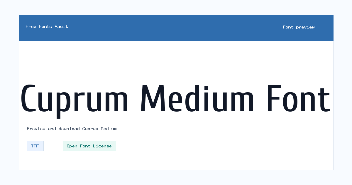 Cuprum Medium font preview showing the family name