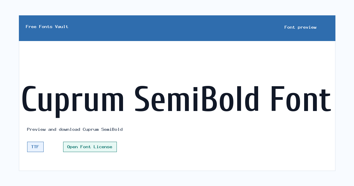 Cuprum SemiBold font preview showing the family name