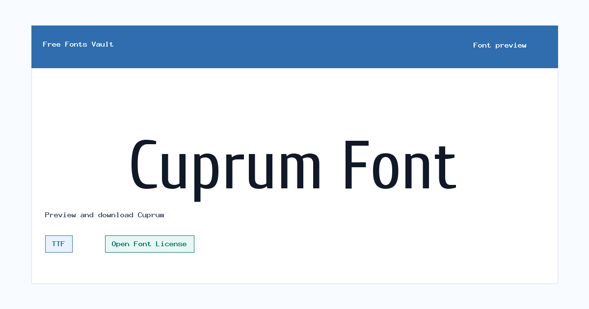 Cuprum font preview showing the family name