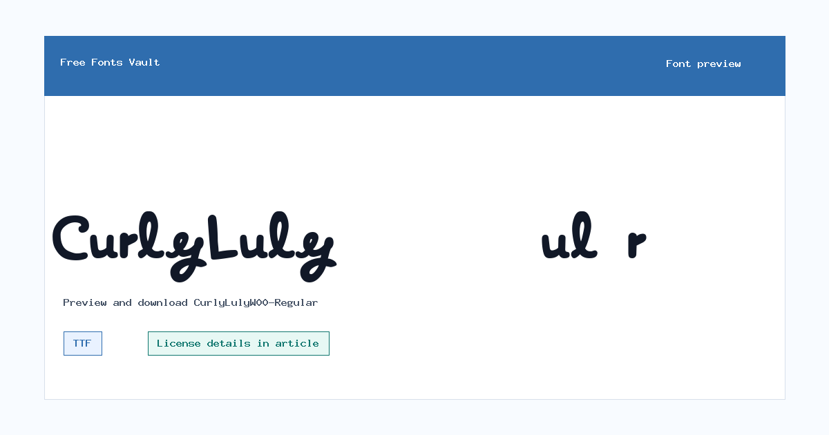 CurlyLulyW00-Regular font preview showing the family name
