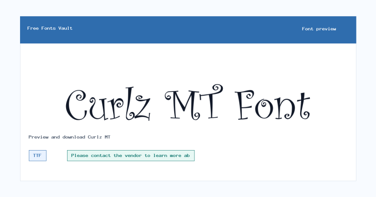 Curlz MT font preview