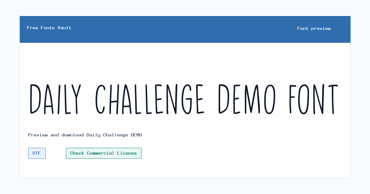 Daily Challenge DEMO font preview showing the family name