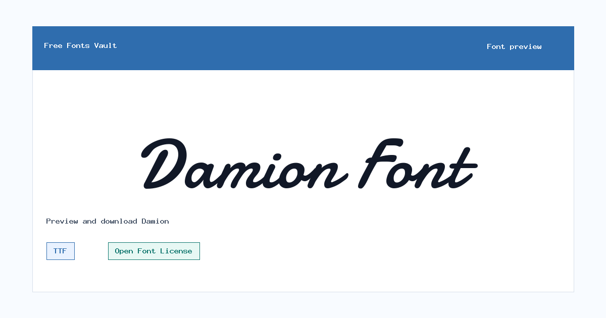 Damion font preview showing the family name