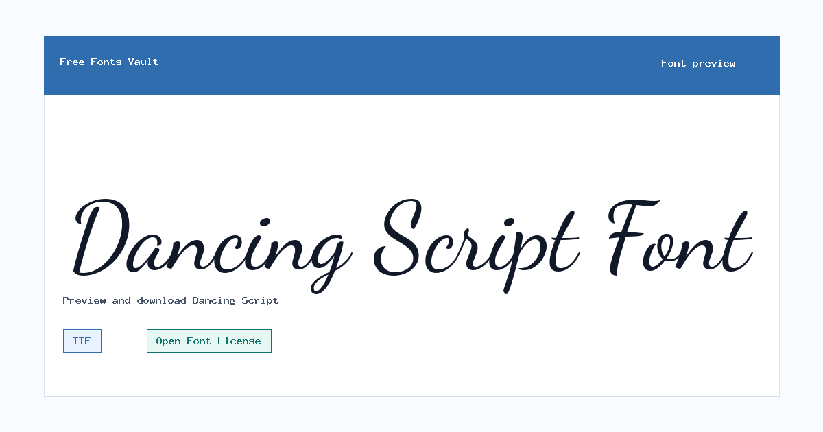Dancing Script font preview showing the family name
