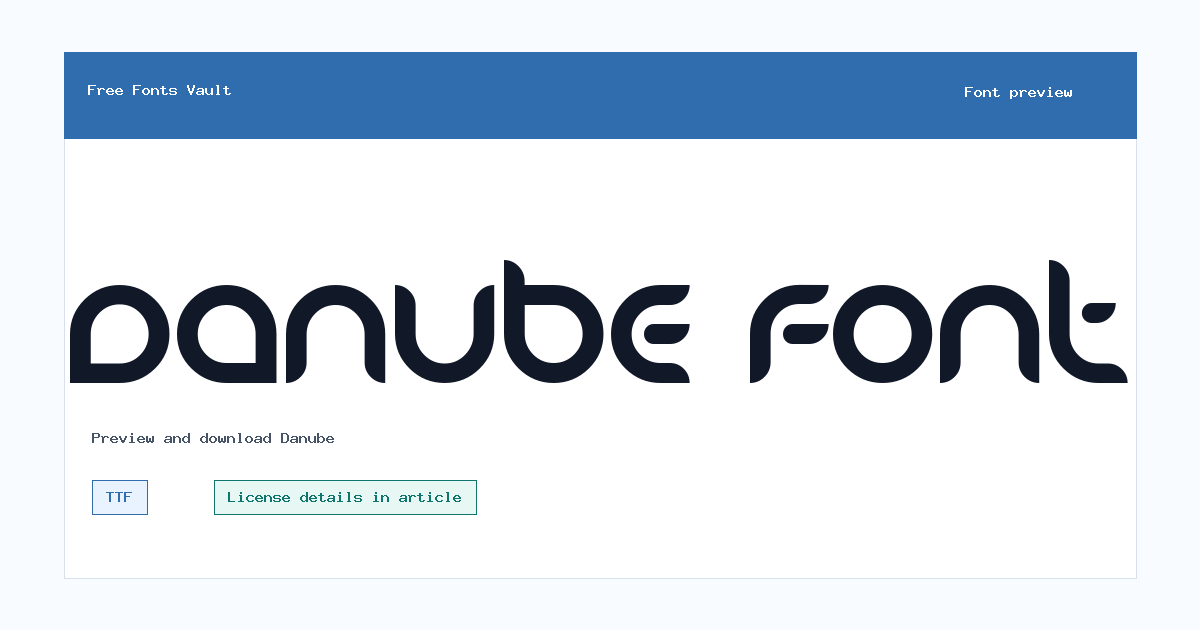 Danube font preview showing the family name