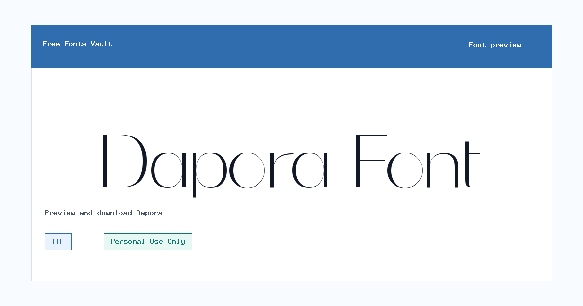 Dapora font preview showing the family name