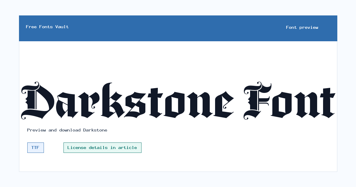 Darkstone font preview showing the family name