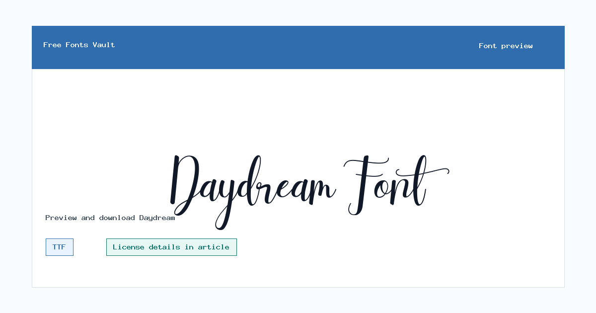 Daydream font preview showing the family name