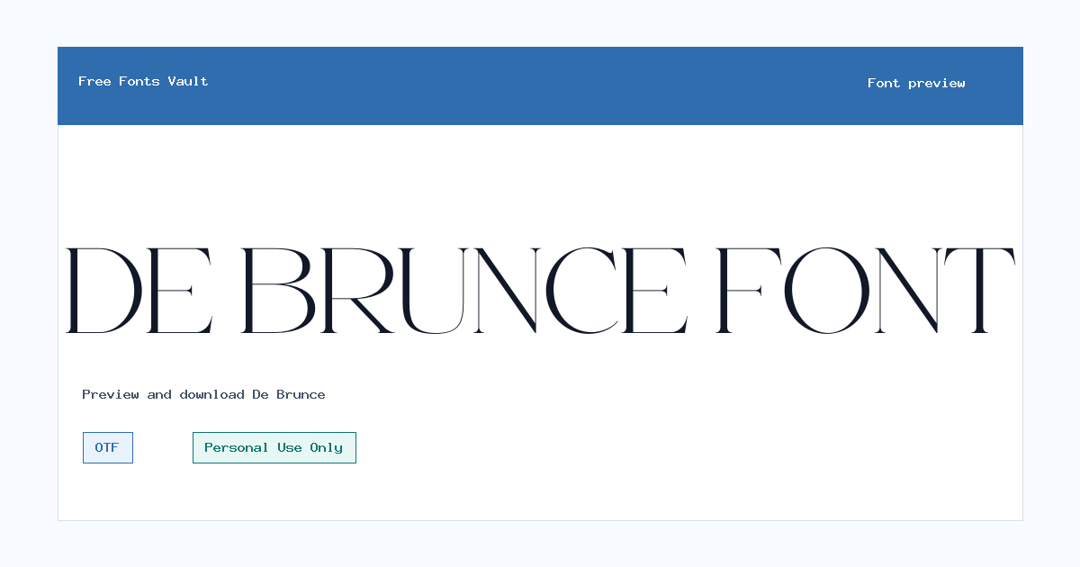 De Brunce font preview showing the family name