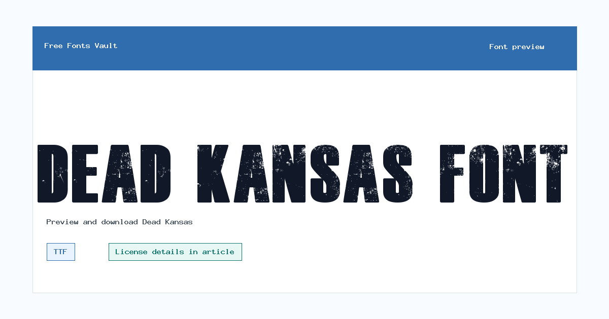 Dead Kansas font preview showing the family name