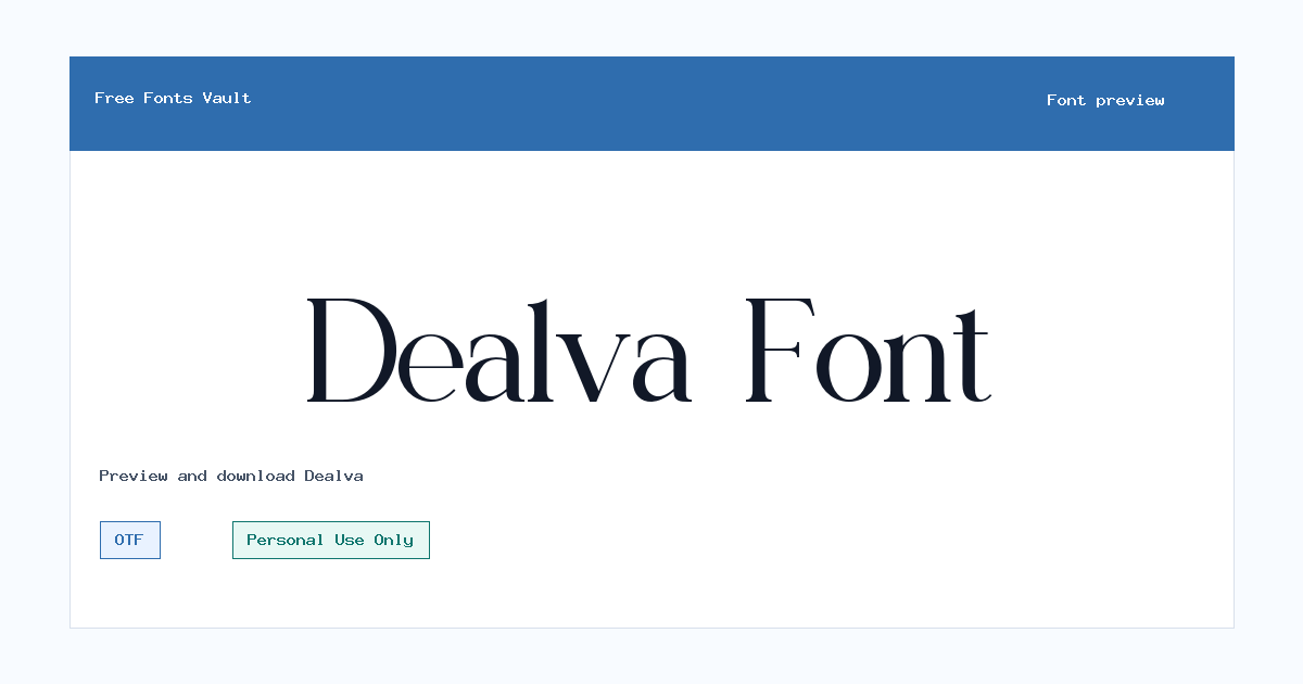 Dealva font preview showing the family name