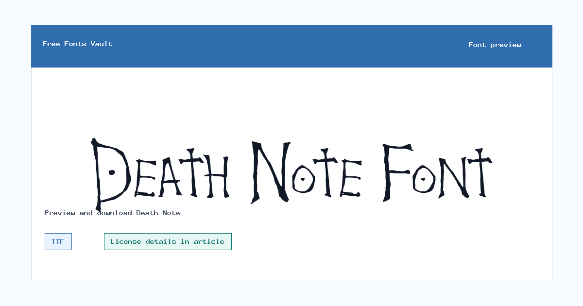 Death Note font preview showing the family name