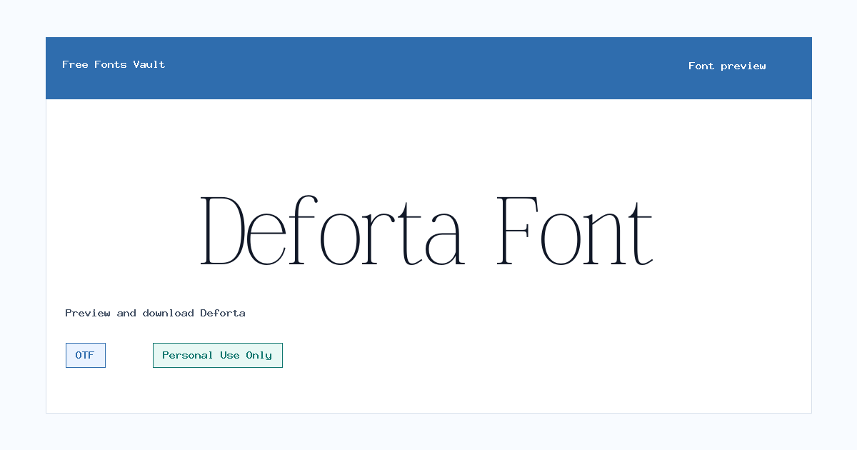 Deforta font preview showing the family name