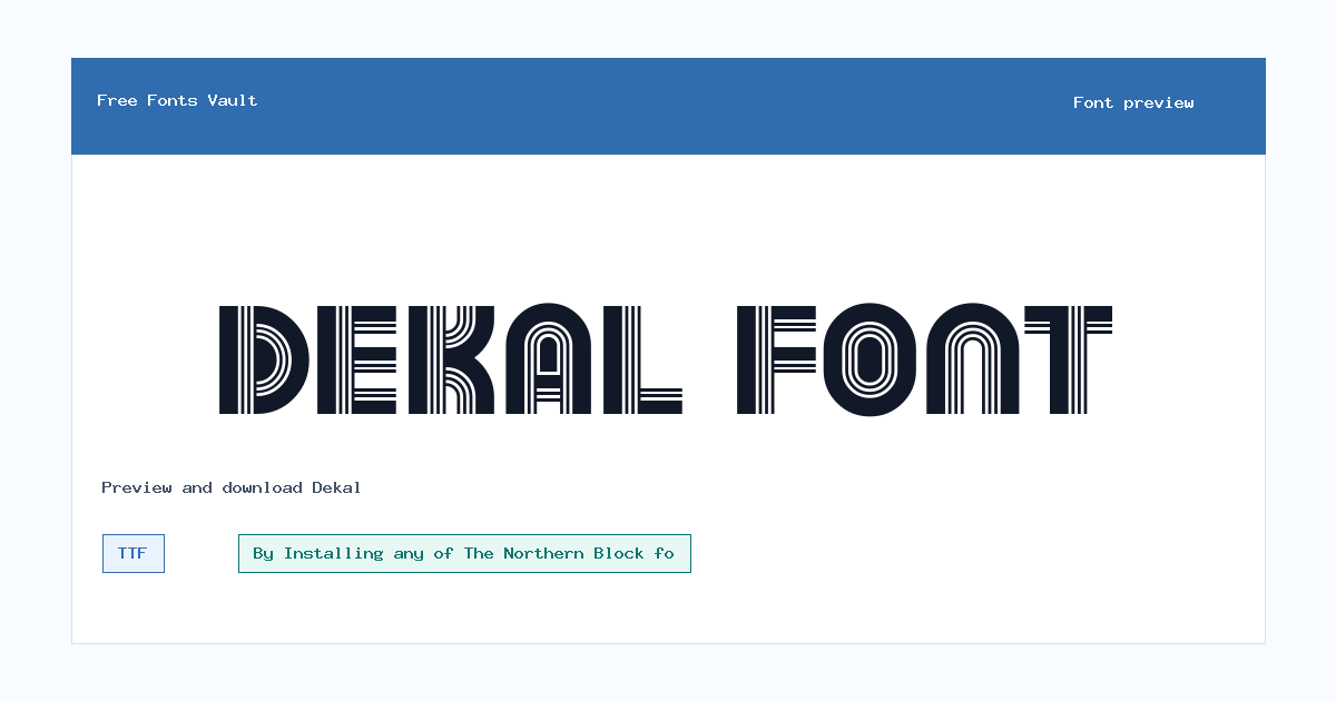 Dekal font preview showing the family name