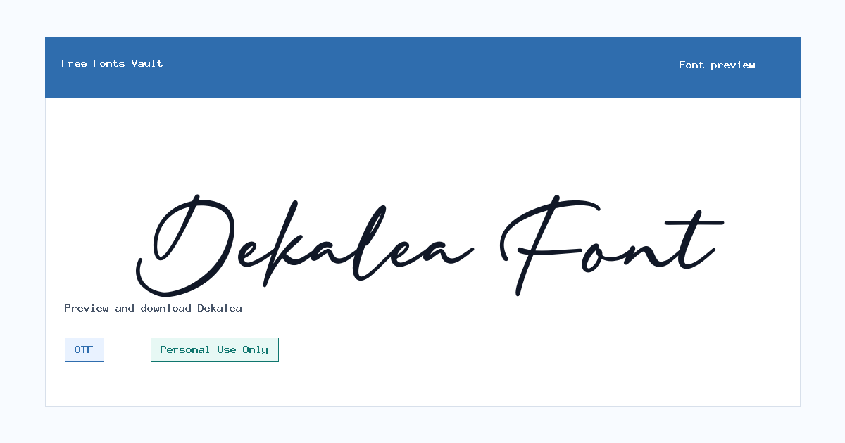 Dekalea font preview showing the family name