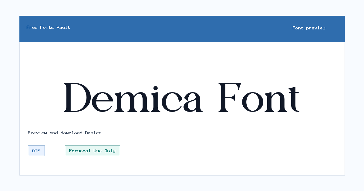 Demica font preview showing the family name