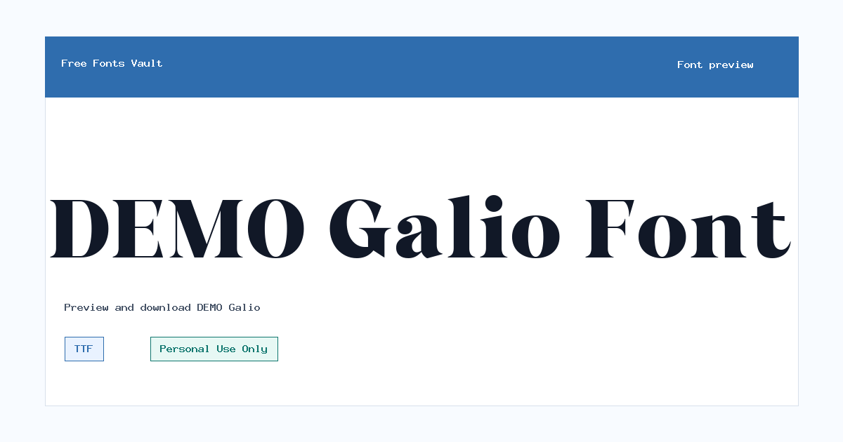 DEMO Galio font preview showing the family name