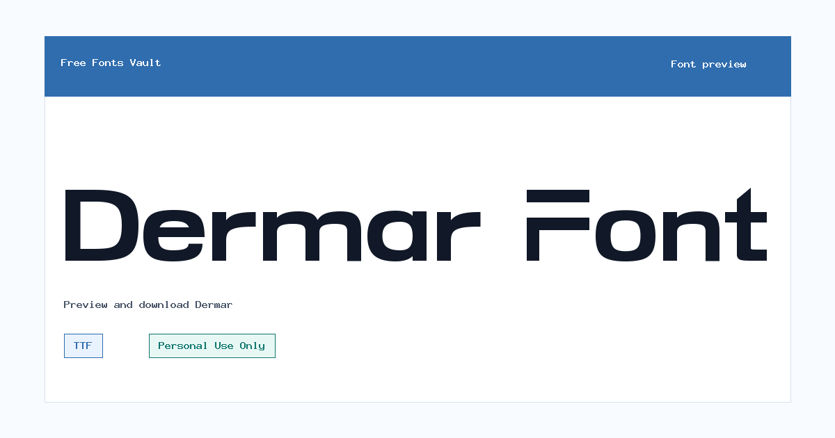 Dermar font preview showing the family name