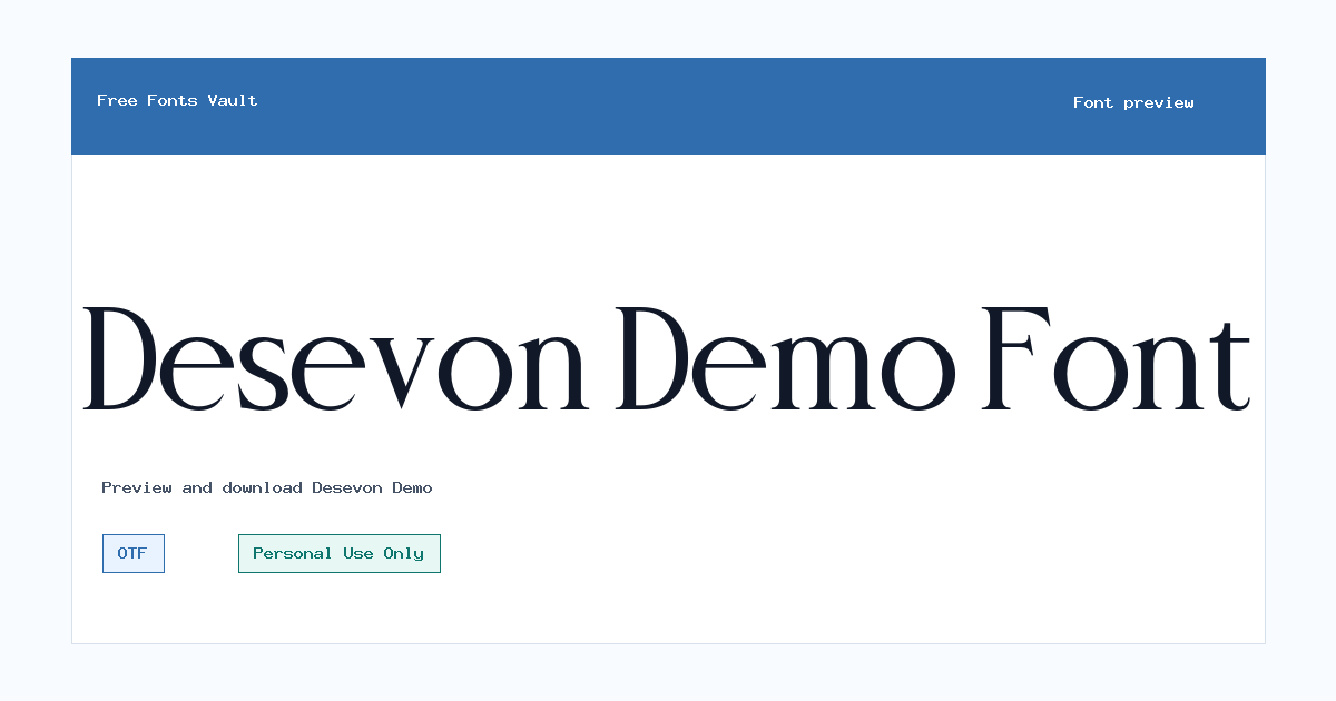 Desevon Demo font preview showing the family name