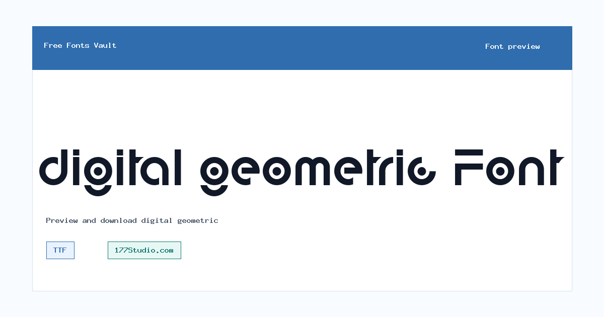 digital geometric font preview showing the family name
