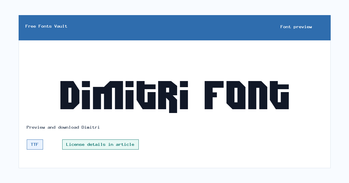 Dimitri font preview showing the family name
