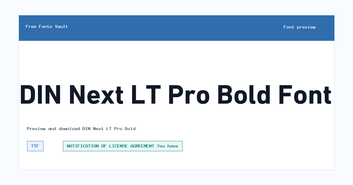 DIN Next LT Pro Bold font preview showing the family name
