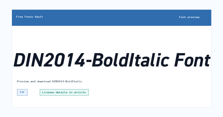 DIN2014-BoldItalic font preview