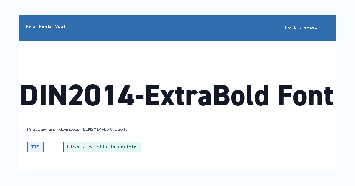 DIN2014-ExtraBold font preview showing the family name