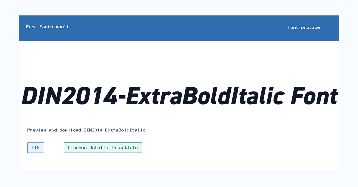 DIN2014-ExtraBoldItalic font preview showing the family name
