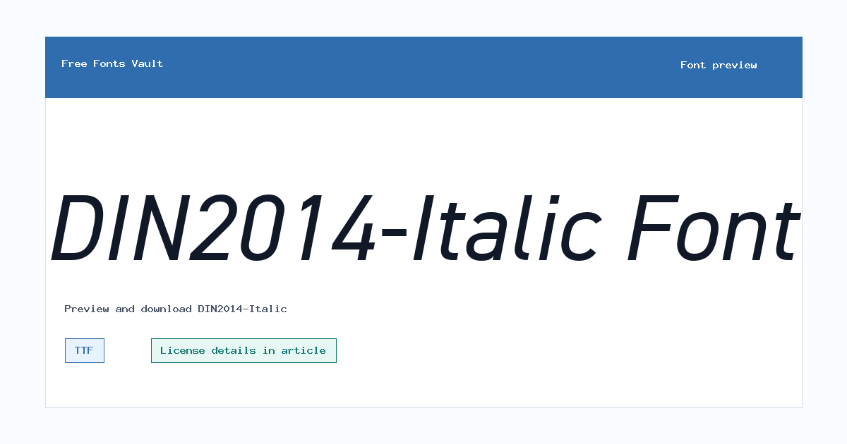 DIN2014-Italic font preview showing the family name