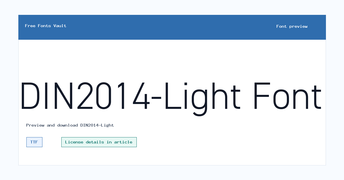 DIN2014-Light font preview showing the family name