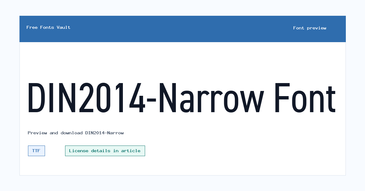 DIN2014-Narrow font preview showing the family name