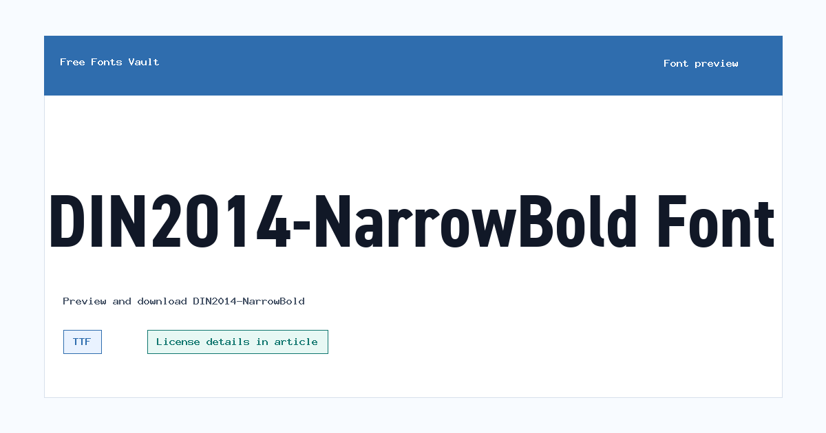 DIN2014-NarrowBold font preview showing the family name