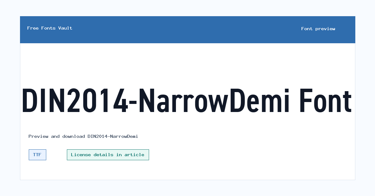 DIN2014-NarrowDemi font preview showing the family name