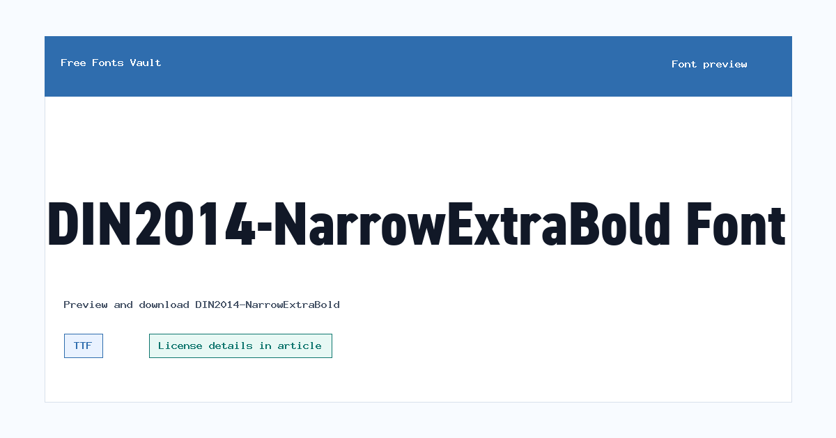 DIN2014-NarrowExtraBold font preview showing the family name