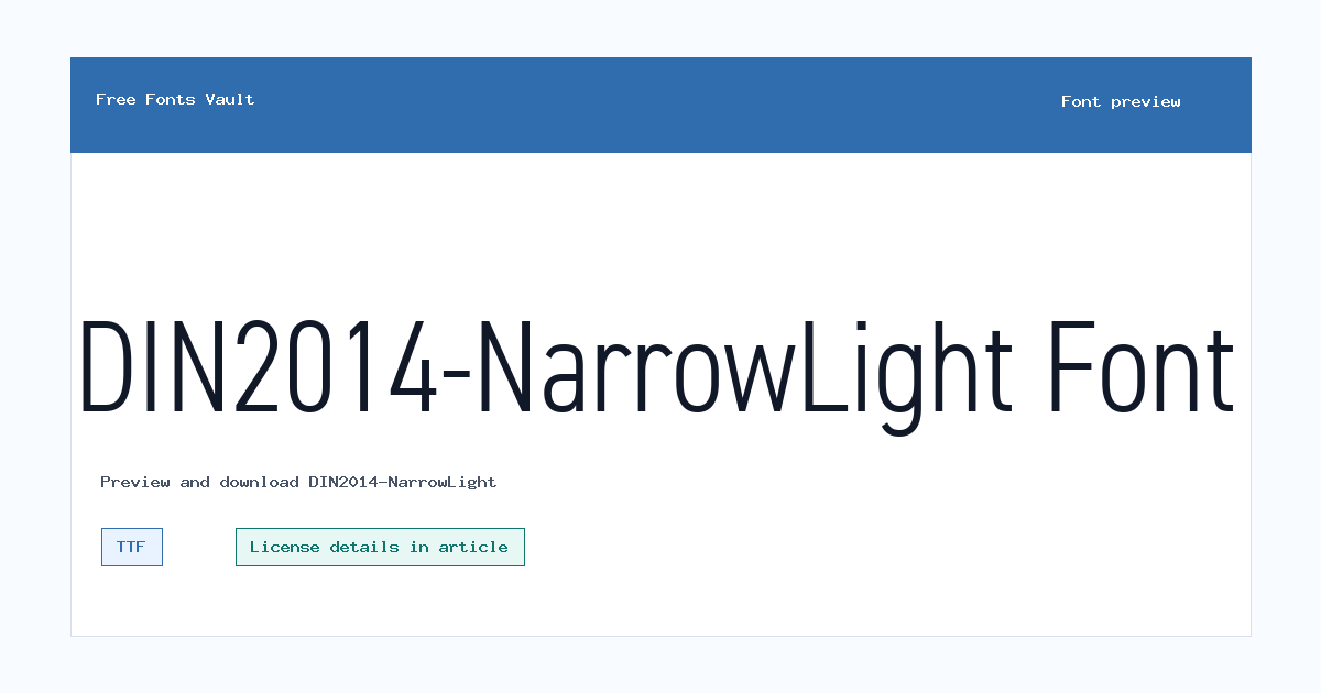 DIN2014-NarrowLight font preview showing the family name