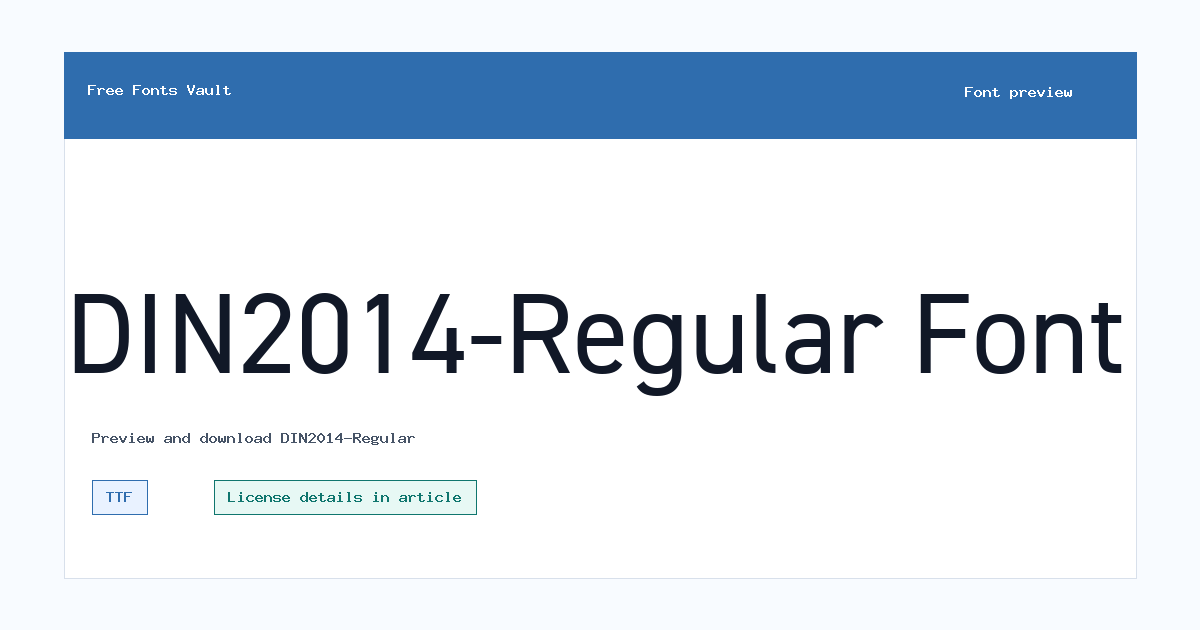 DIN2014-Regular font preview showing the family name
