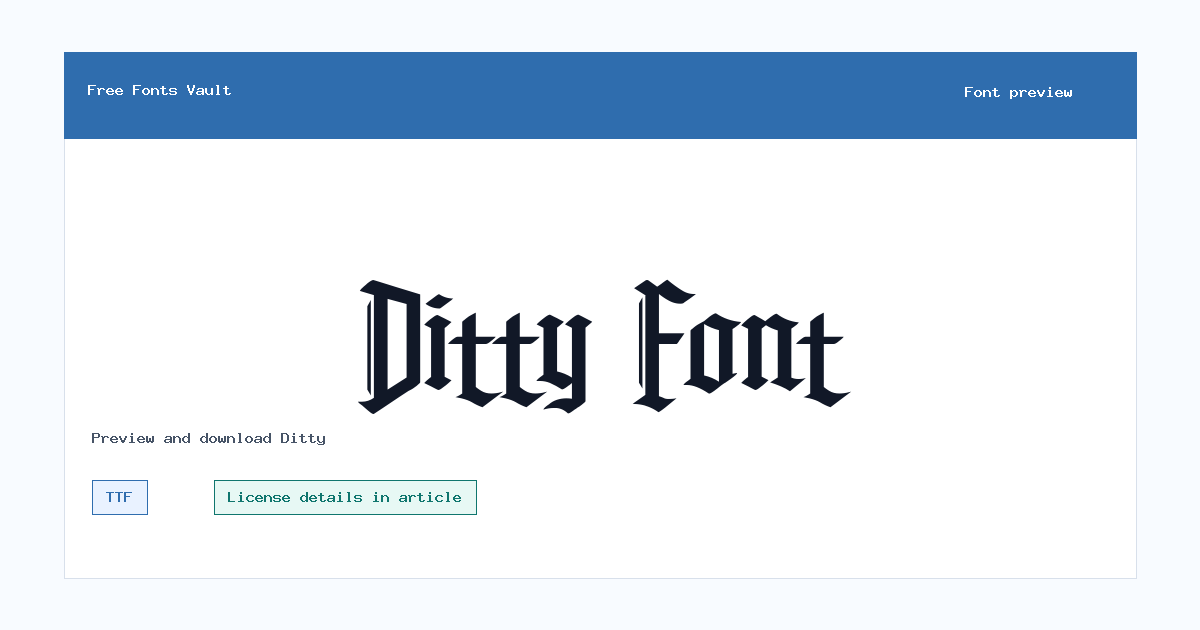 Ditty font preview showing the family name