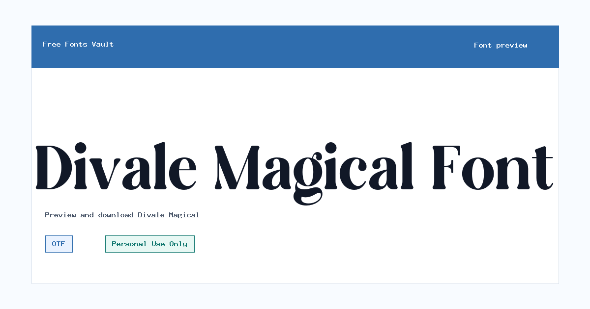 Divale Magical font preview showing the family name