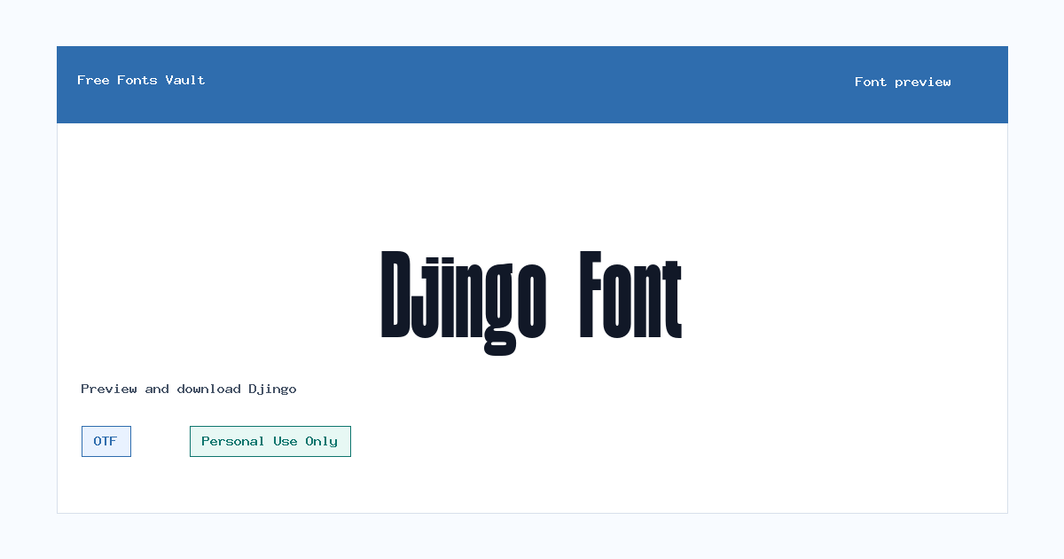 Djingo font preview showing the family name