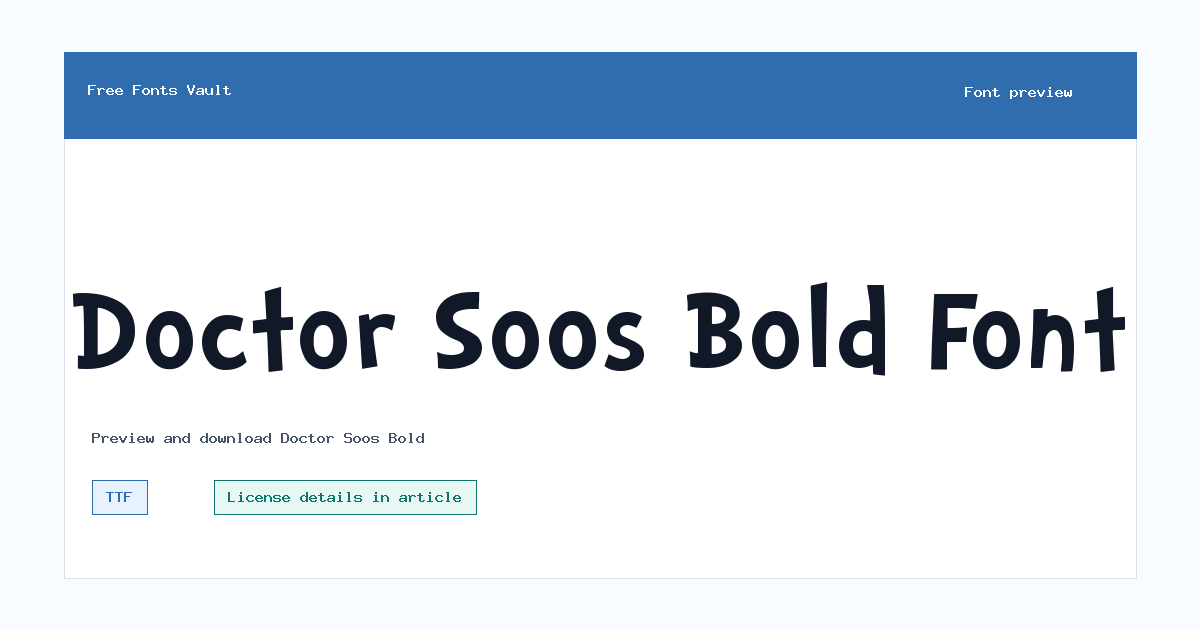 Doctor Soos Bold font preview showing the family name