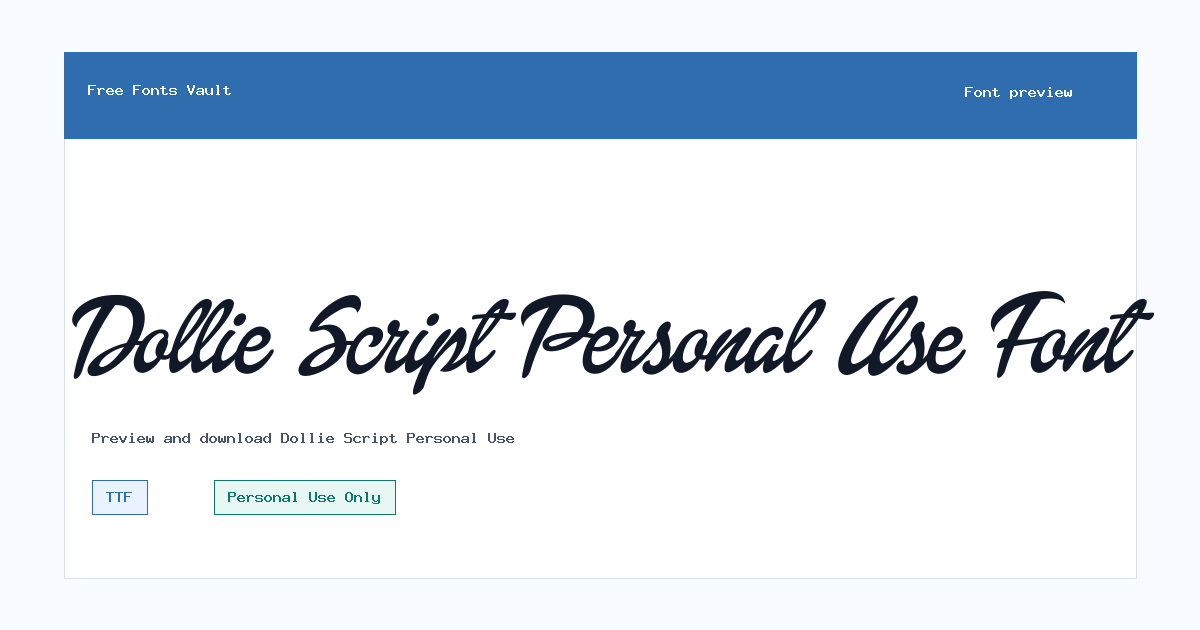 Dollie Script Personal Use font preview showing the family name