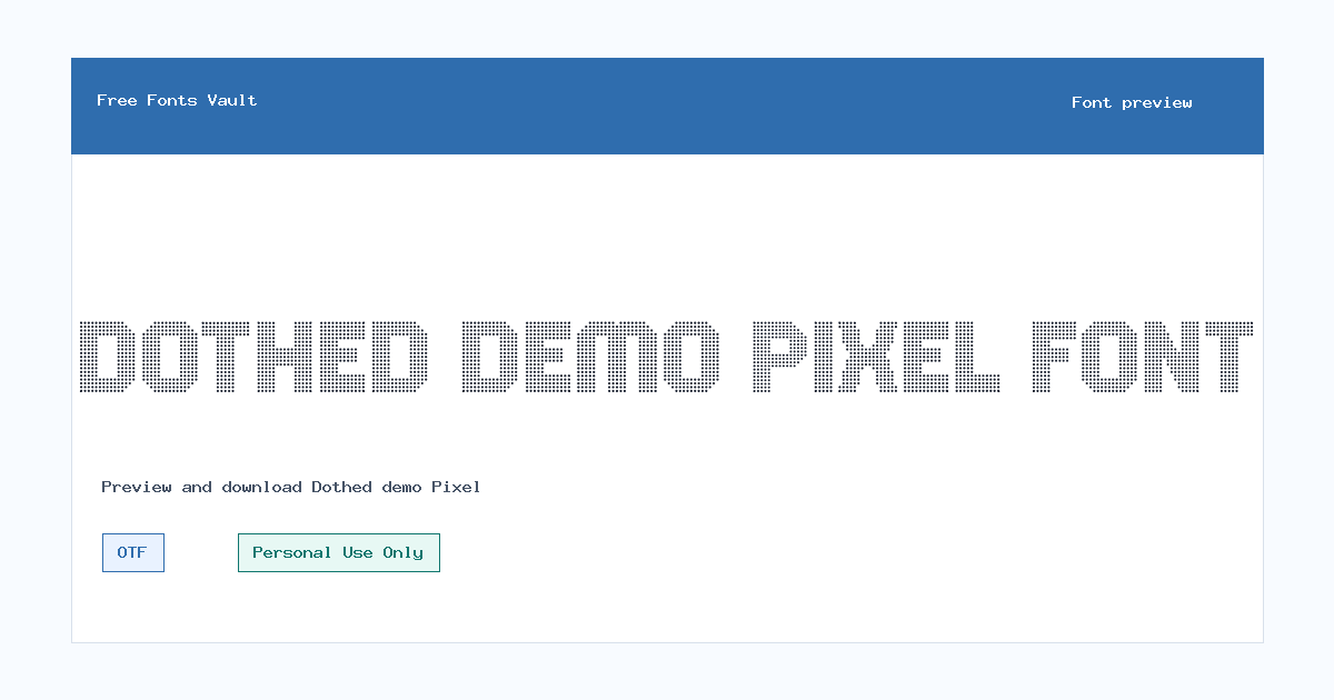 Dothed demo Pixel font preview showing the family name