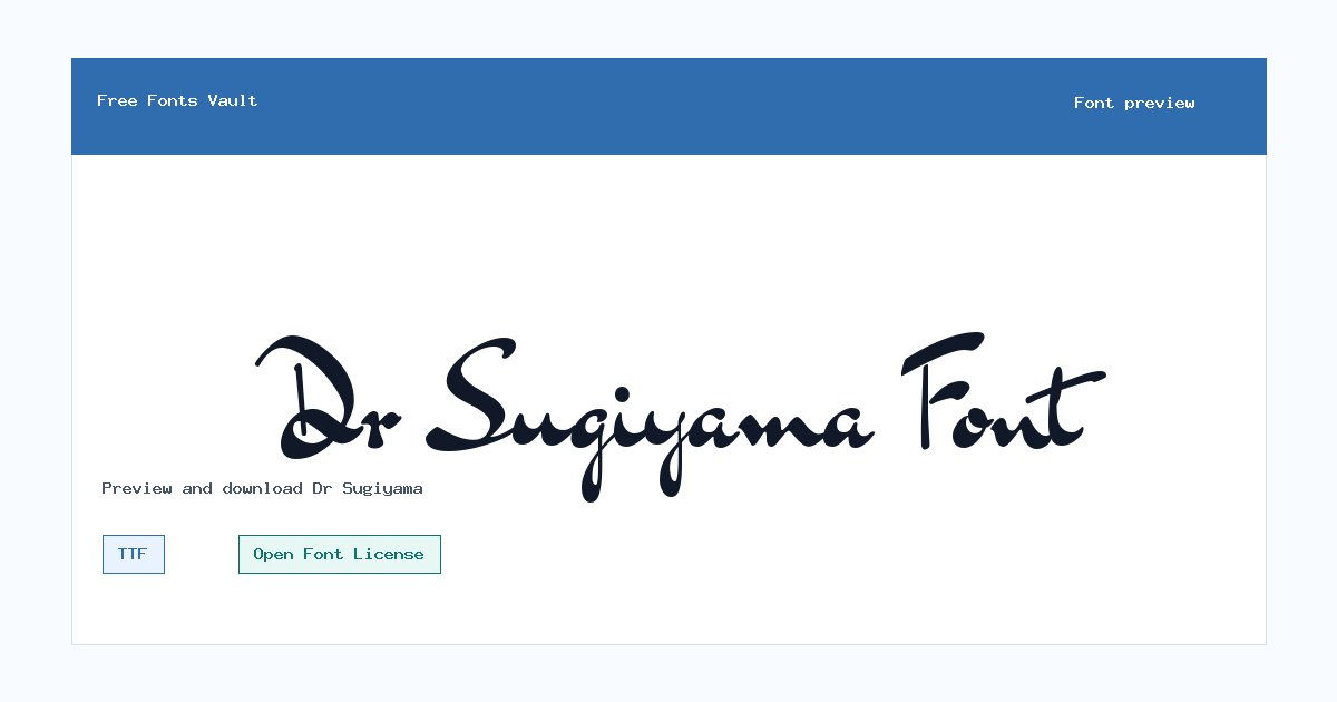Dr Sugiyama font preview showing the family name