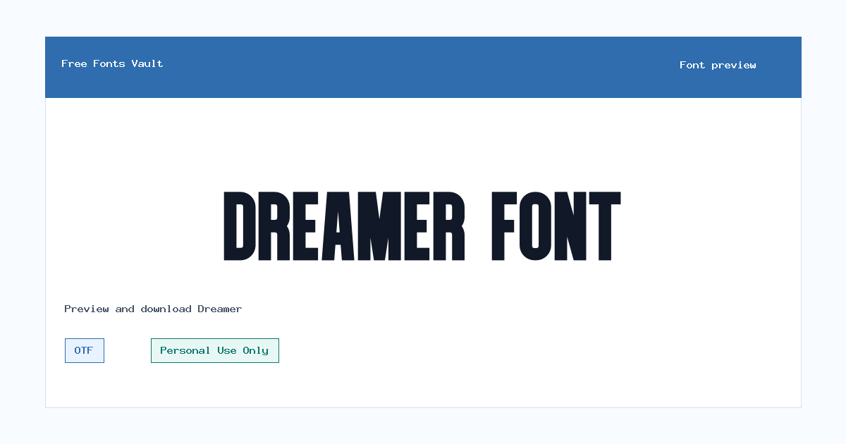Dreamer font preview showing the family name