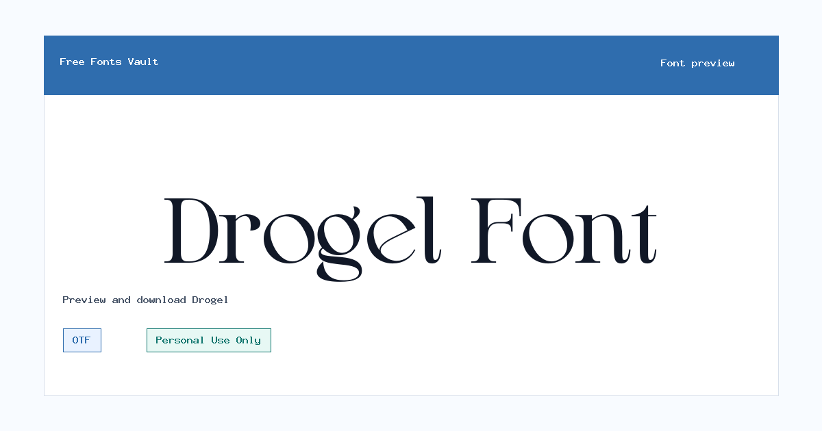 Drogel font preview showing the family name