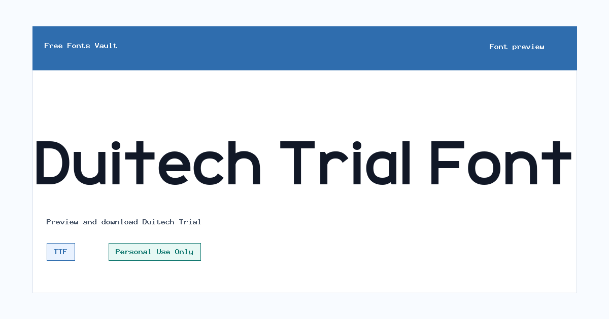 Duitech Trial font preview showing the family name