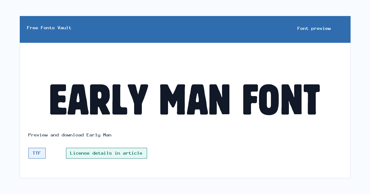 Early Man font preview showing the family name