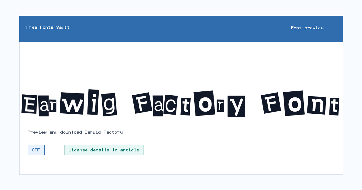 Earwig Factory font preview showing the family name